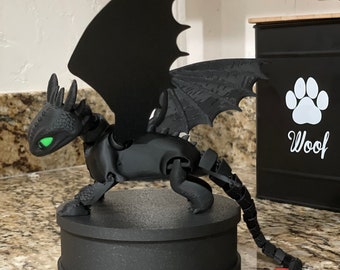 Articulating Nightfury - 3D Printed Figure | HTTYD Inspired Dragon Toy | Toothless-Inspired Gift for Kids & Movie Fans | Fan Art Collectible