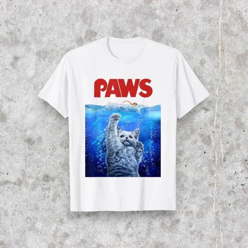 Cat T-shirt Paws Jaws Cat Fun T-shirt Pet Lover Best Gift Funshirt