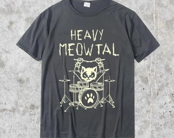 Heavy Meowtal Cat T-Shirt Vintage T-shirt Graphic T-shirts Retro Tshirt Pet Lover Gift Animal T-shirt Geek T-shirt Funny T-Shirt Heavy Metal