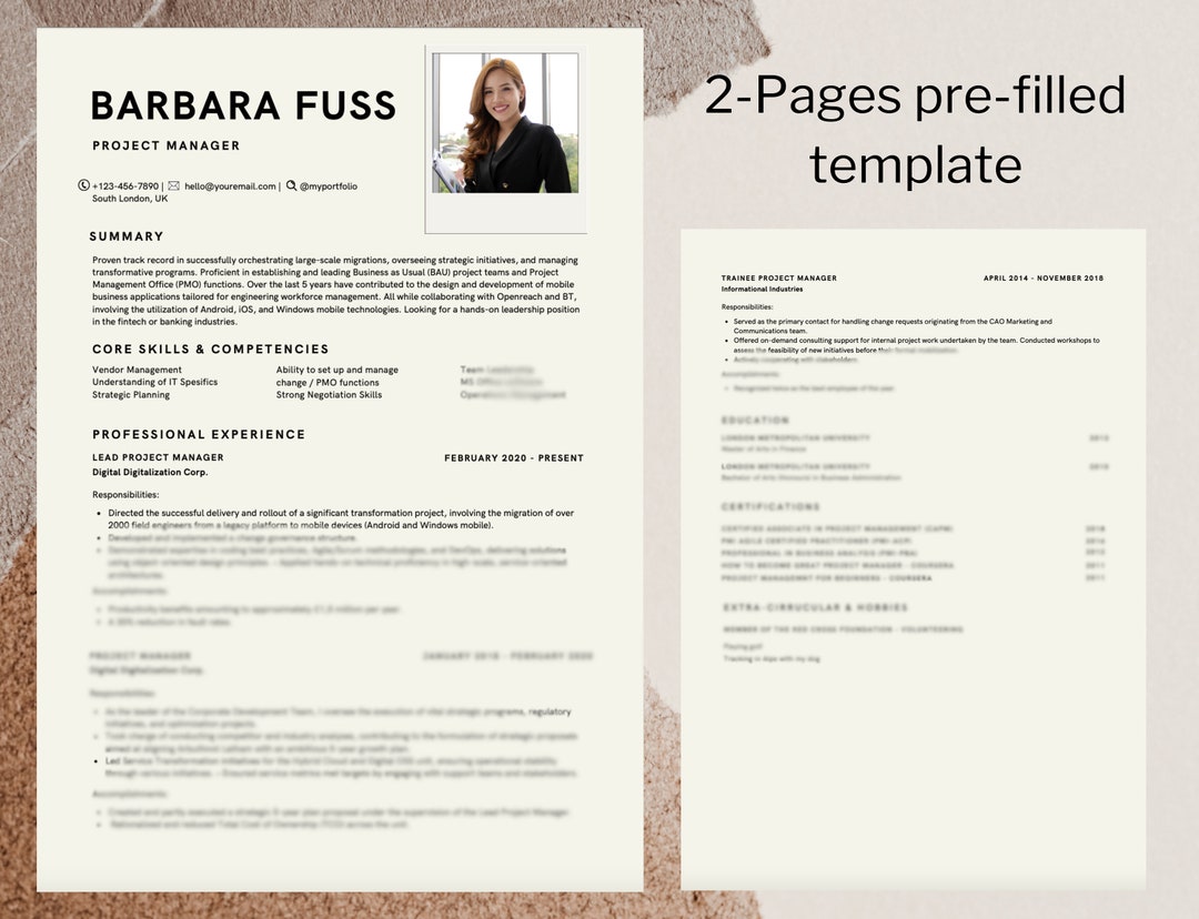 Random Filled Cv.pdf CV Template with Photo Filled Template Recruiter-Approved CV - Etsy ...