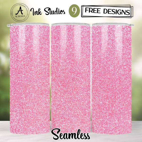 Sparkling Pink Glitter Ombre Tumbler Wrap, Pink Wrap, Seamless Glittery 20oz Skinny Tumbler Sublimation, Straight Tapered Wrap, PNG Tumbler