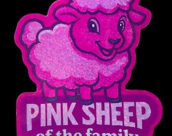 Pink Sheep of the Family Sticker | Glitter Vinyl Y2K Misfit Cute Aesthetic | Laptop, Journal
