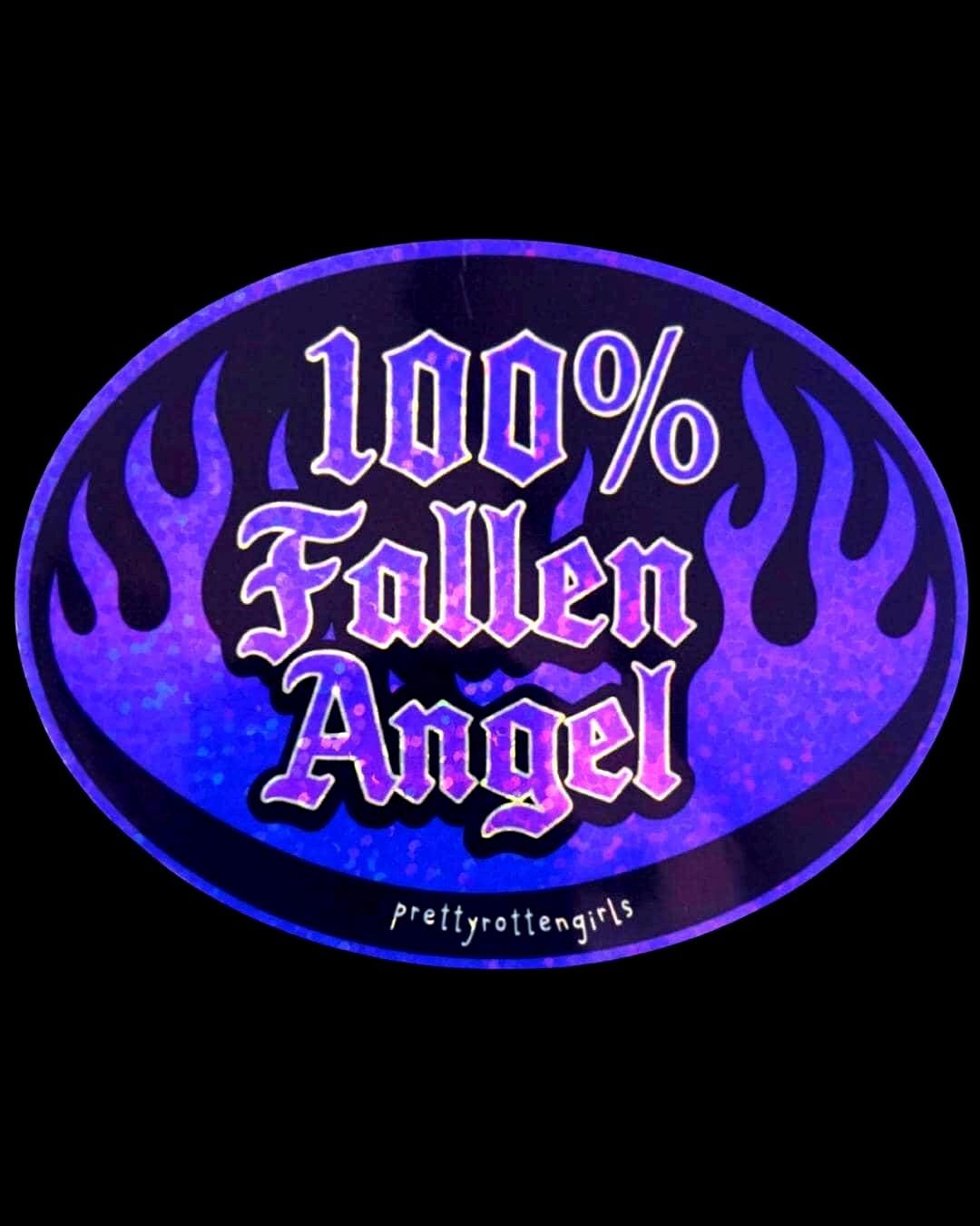 100% Fallen Angel Sticker | Holographic Goth Decal | Y2K Flame ...