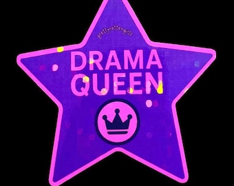Drama Queen Star Sticker | Glitter Vinyl | Glitter Purple Laptop, Journal Decal
