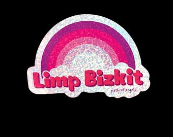 Slappe Bizkit-sticker | Y2K glitter holografisch vinyl | Sticker grappige band | Laptop, dagboek | Esthetisch cadeau uit de jaren 2000