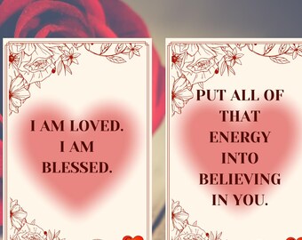 Affirmations quotidiennes d'amour-propre pour la confiance et la force, cartes d'estime de soi à imprimer, téléchargement numérique