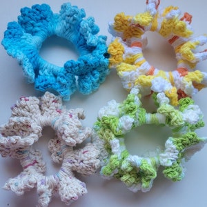 Bright Summer Colors Crocheted Cotton Scrunchies