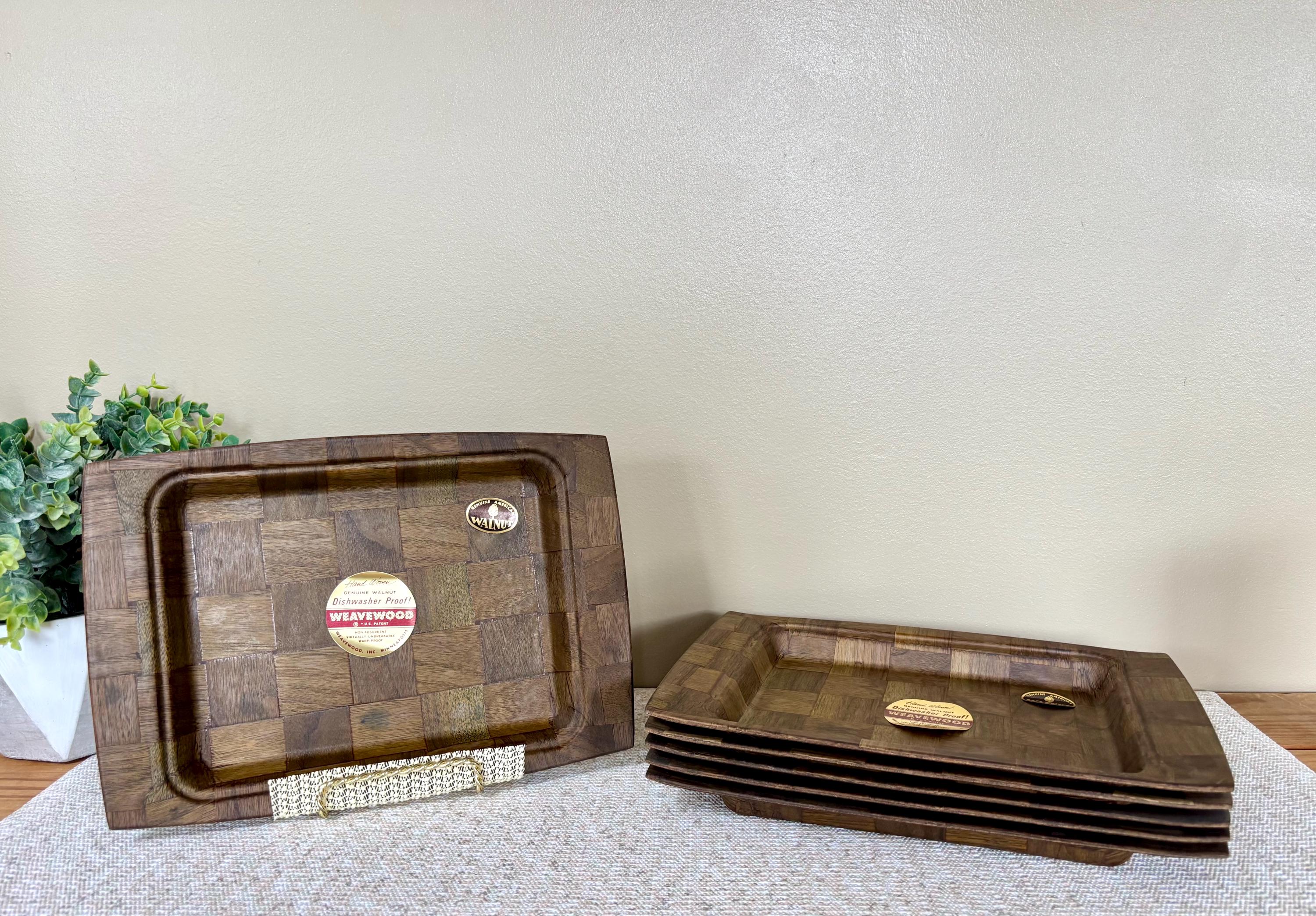 Weavewood Inc. Minneapolis Vintage MCM Walnut Serving Trays Set of