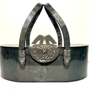 Wilardy Vintage Gray Marbleized Lucite Purse From the 1950’s-Beautiful!