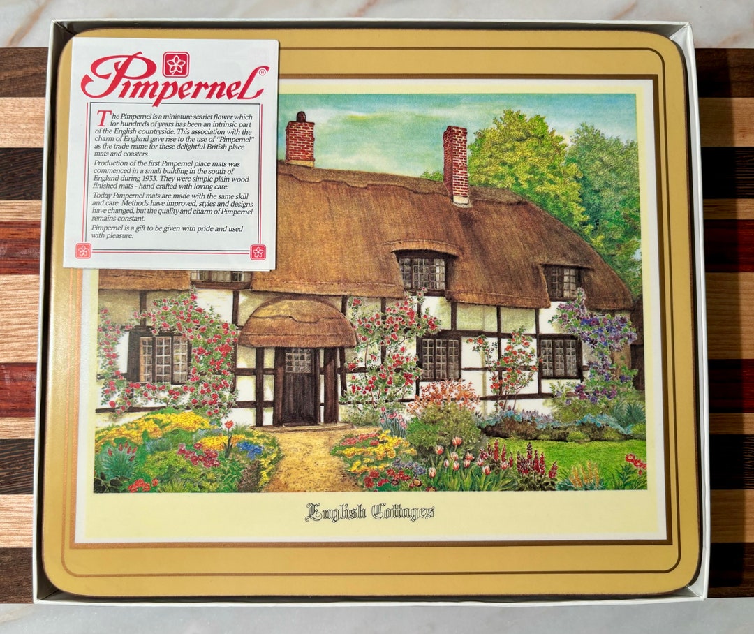 Pimpernel Cork Placemats 1970s Made in England English Cottages Set of