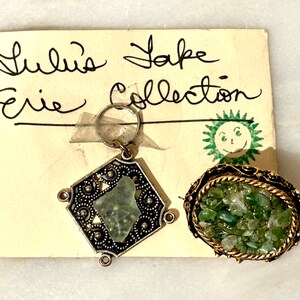 Lake Erie Glass Pendant and Brooch-Gorgeous!-Handmade Vintage Art