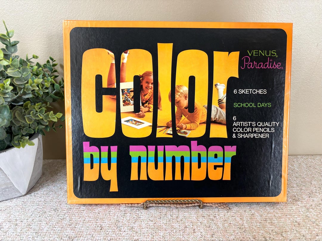 Vintage 1970's Venus Paradise Color by Number “school Days”-sealed