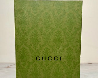 Authentic Gucci Green Embossed Gift Box w/Gucci Tissue Paper & Ribbon