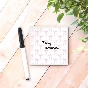 Acrylic Dry Erase Board, Personalized Whiteboard for Office / Cubicle, Small Floral Reusable Notepad, Work Task Organizer Planner, 4" Square