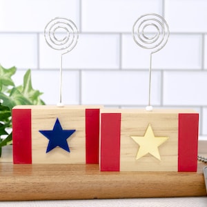 Gold Star Family Photo Holder, Blue Star Family Wire Picture Clip, Small Office Desk Top Decor, Gift for Military Family, 4&quot; Tall