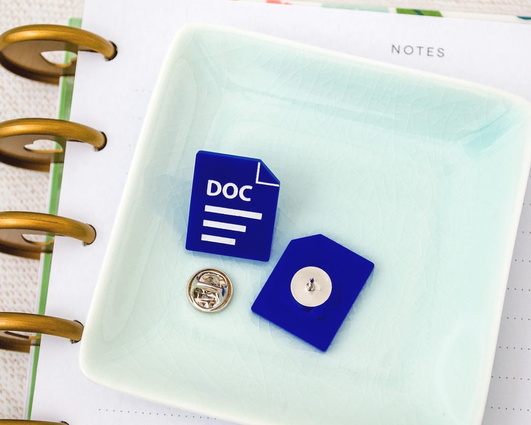 Word Doc Pin, Word Document Jewelry, Word Icon Accessory, Lapel Pin ...