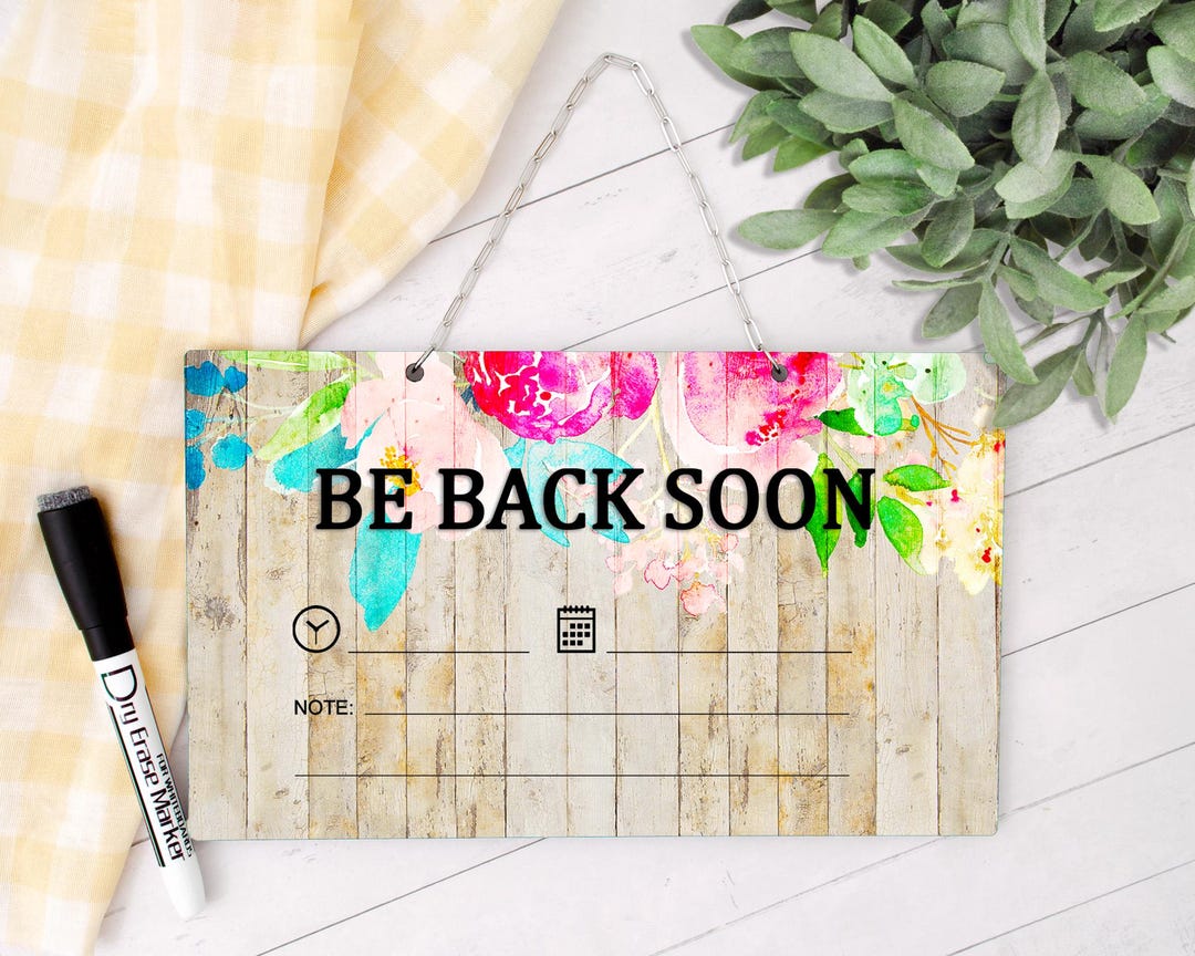Be Back Soon Office Door Sign, Dry Erase White Board, Gift Idea for ...
