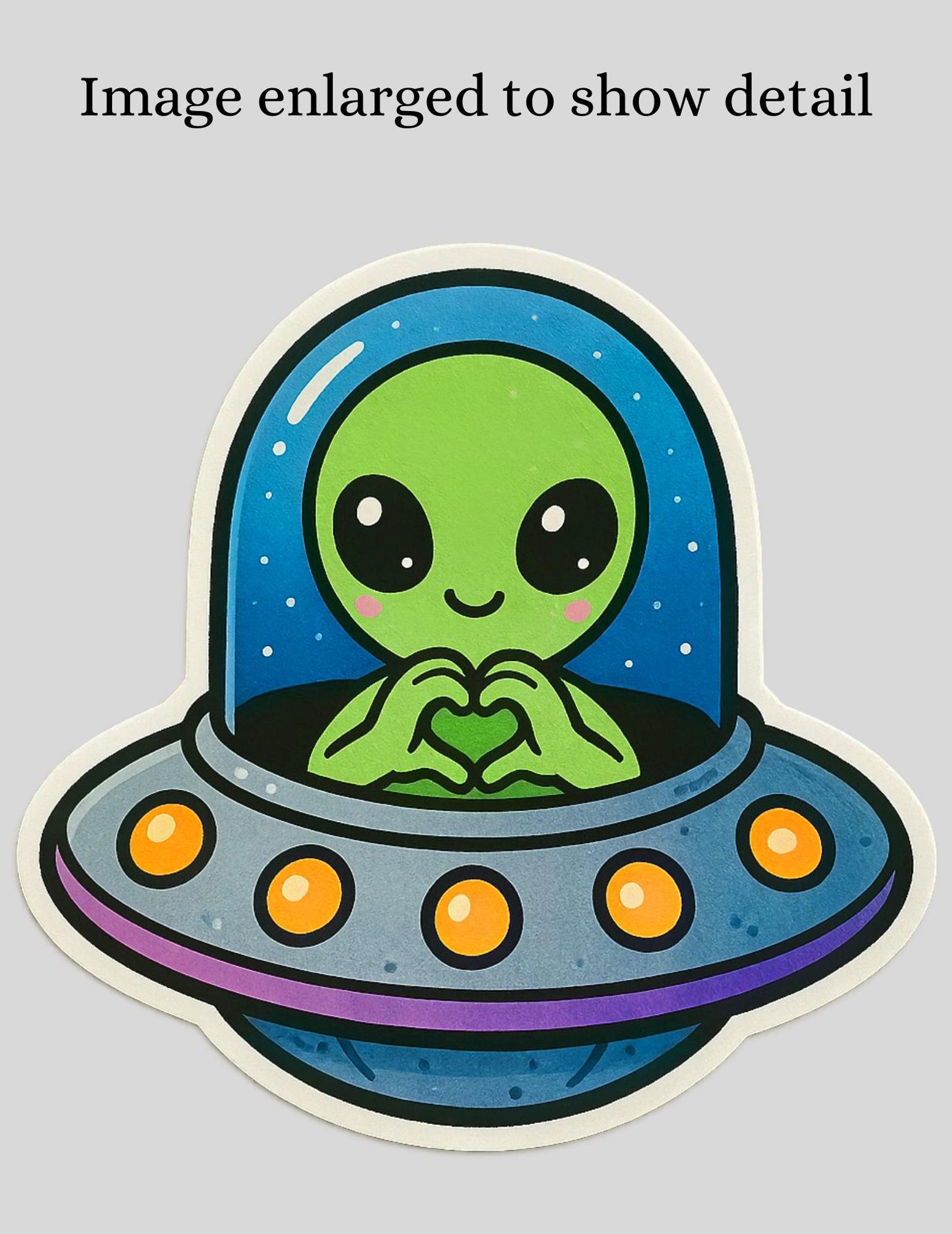 Cute Green Alien UFO Sticker – Kawaii Sci-Fi Decal - Etsy 日本