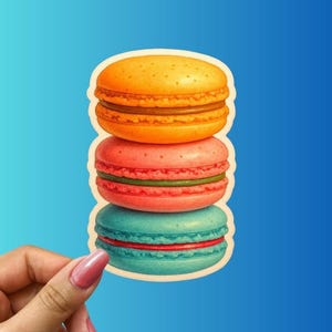Macaron Stack Sticker Cute French Pastry Vinyl Decal Kawaii Dessert Lover Gift for Her Foodie Aesthetic Pastel Bakery Laptop Water Bottle