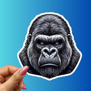Bold Gorilla Face Sticker: Glossy Vinyl Wildlife Decal