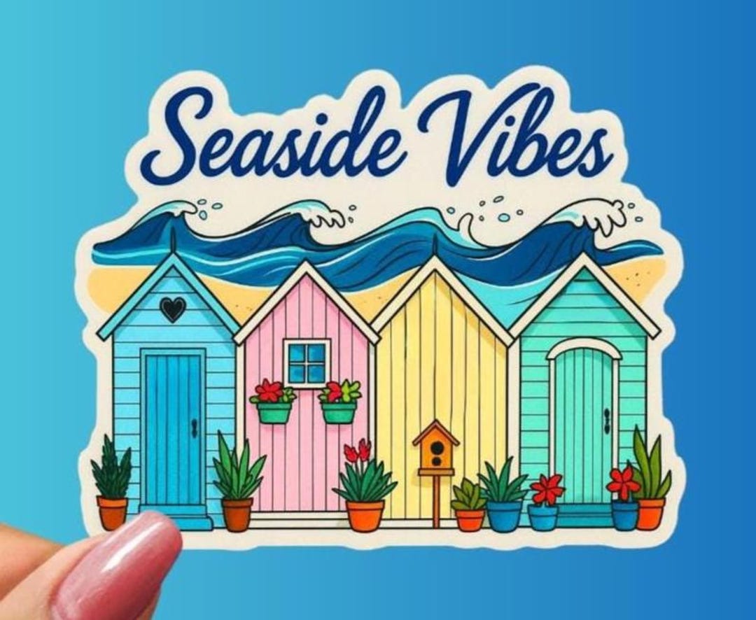 Beach Cottage Sticker: Coastal Seaside Vinyl Decal - Ocean Lover Gift ...