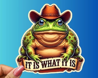 Cowboy Frog Sticker: Funny Western Vinyl Decal