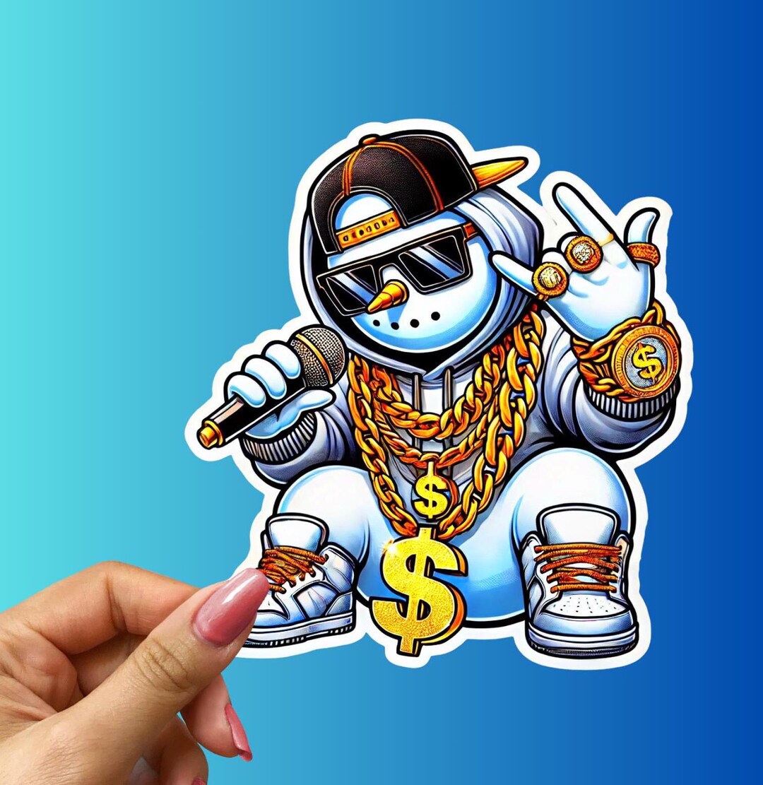 Sticker Rapper Chain Rapper Snowman Sticker – Funny Glossy Vinyl Decal - Etsy