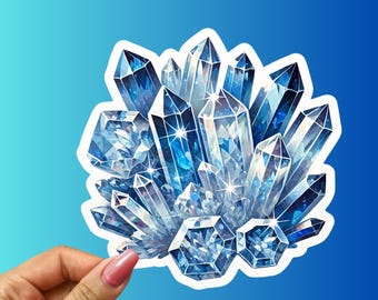 Blue Crystal Sticker: Gemstone Vinyl Decal - Laptop, Water Bottle
