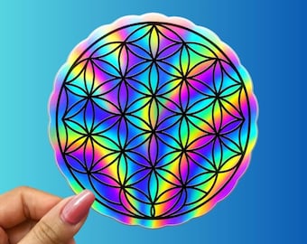 Holographic Flower of Life Sticker: Sacred Geometry Vinyl Decal