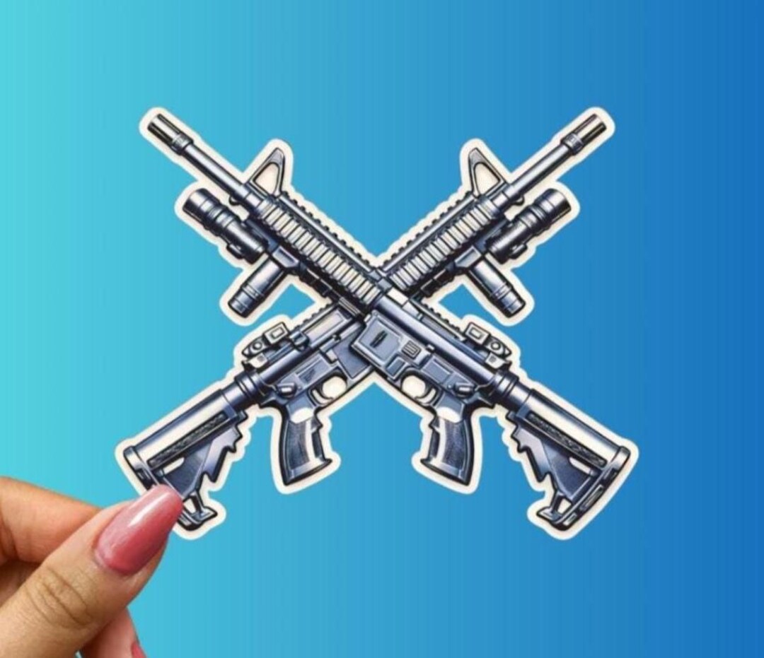 Twin Iron Cross AR15 Rifles Sticker: Modern Tactical Emblem Sticker - Etsy