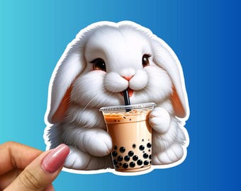 Bunny Boba Tea Sticker - Water-Resistant Vinyl Decal