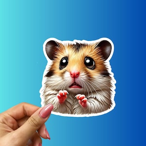 Adorable Scared Hamster Sticker - Cute and Expressive Pet Vinyl Decal for Laptops Water Bottles and Journals - Perfect for Animal Lovers!