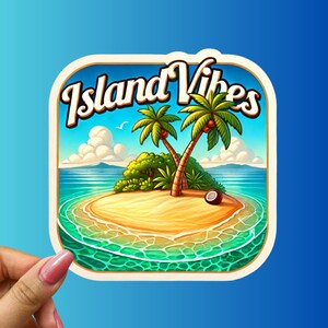 Island Vibes Sticker: Tropical Beach Palm Tree Vinyl Decal