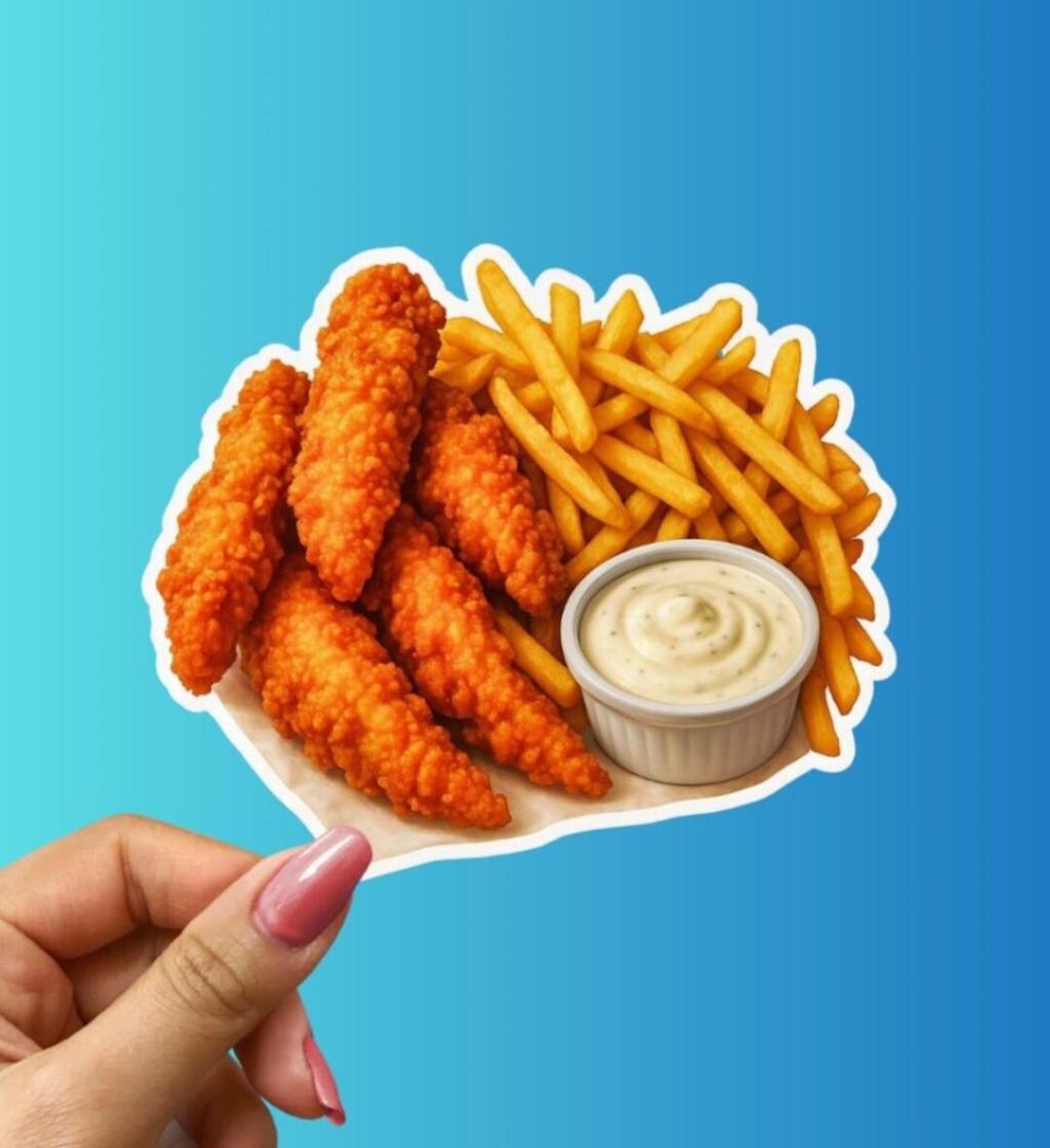 Crispy Chicken Tenders & Fries Sticker – Comfort Food Feast Art Decal ...