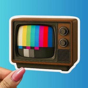 Retro TV Test Pattern Sticker | Vintage Color Bars Die Cut Sticker
