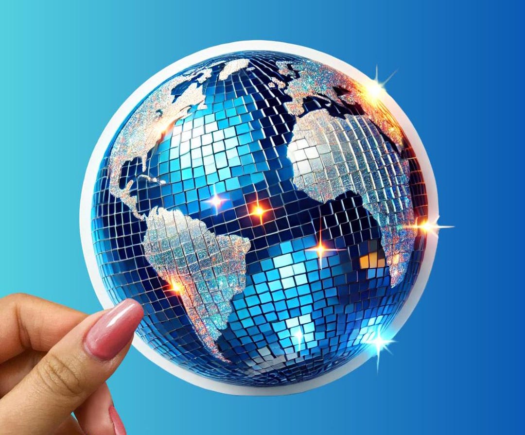 Disco Ball Earth Sticker: Sparkling Planet Decal - Etsy