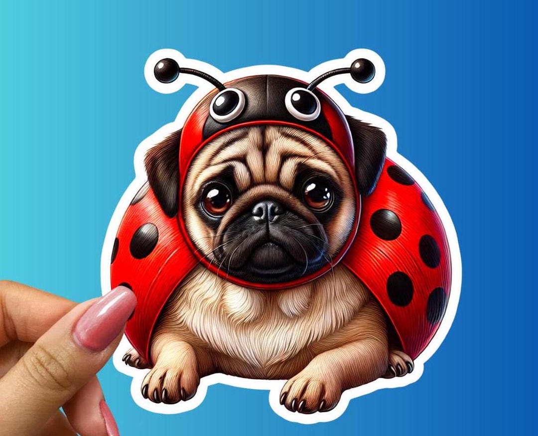 Pug Ladybug Pug Ladybug Costume Sticker: Funny Dog Decal, Pet Lover Gift - Etsy