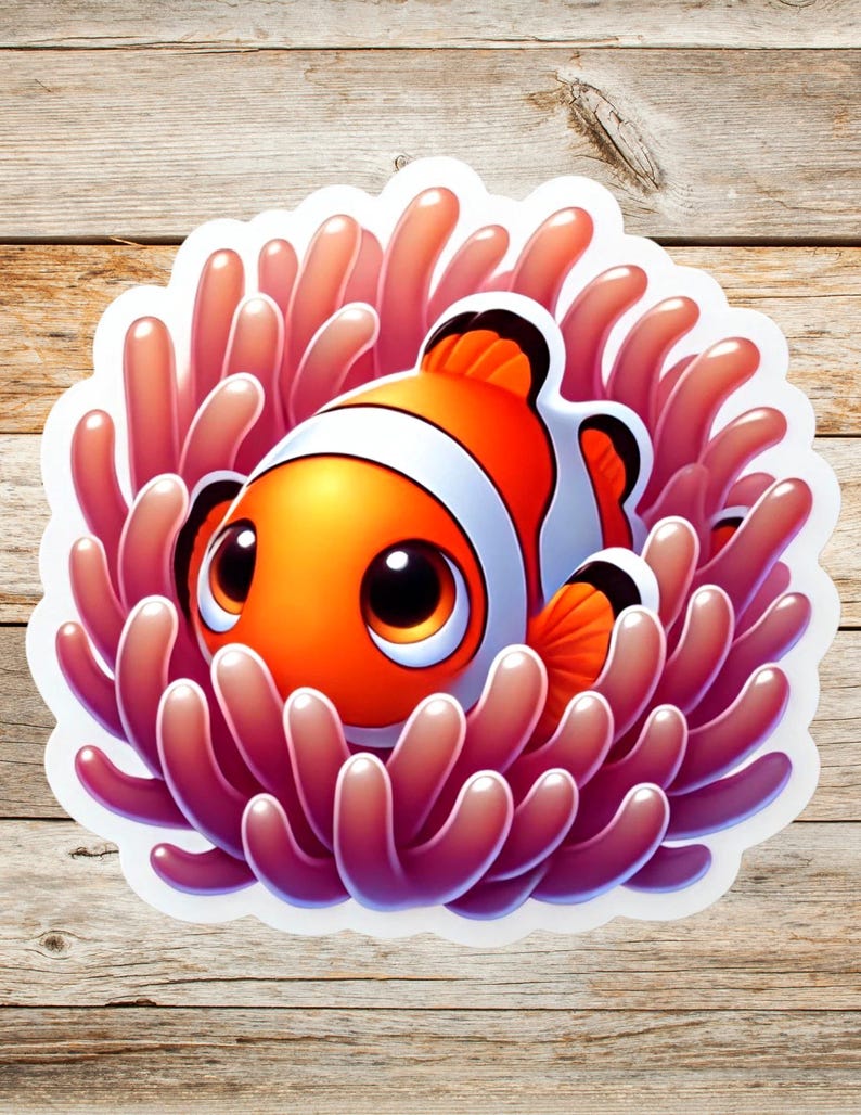 Clownfish Sticker: Bright Coral Reef Fish Vinyl Decal - Etsy