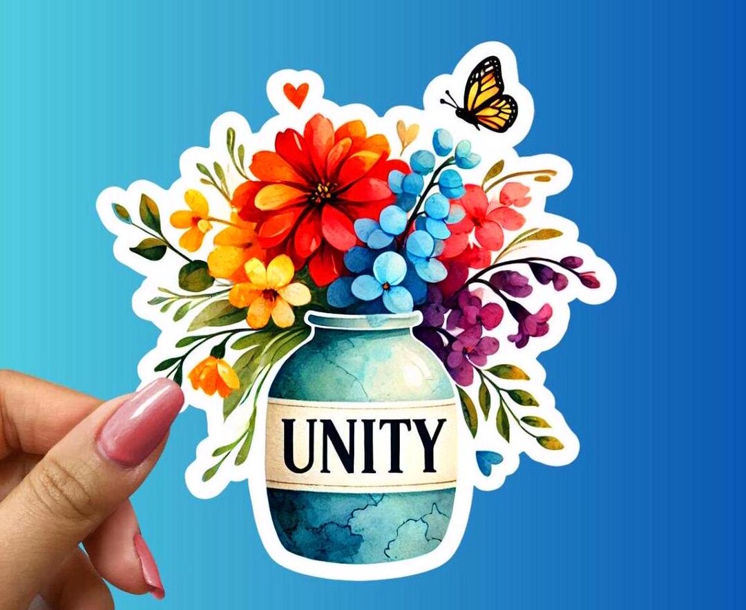 Watercolor Flower Bouquet Sticker: Unity Floral Butterfly Decal - Etsy