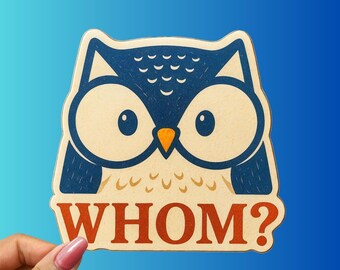 Funny Owl Sticker: Irritated Cartoon Vinyl Decal