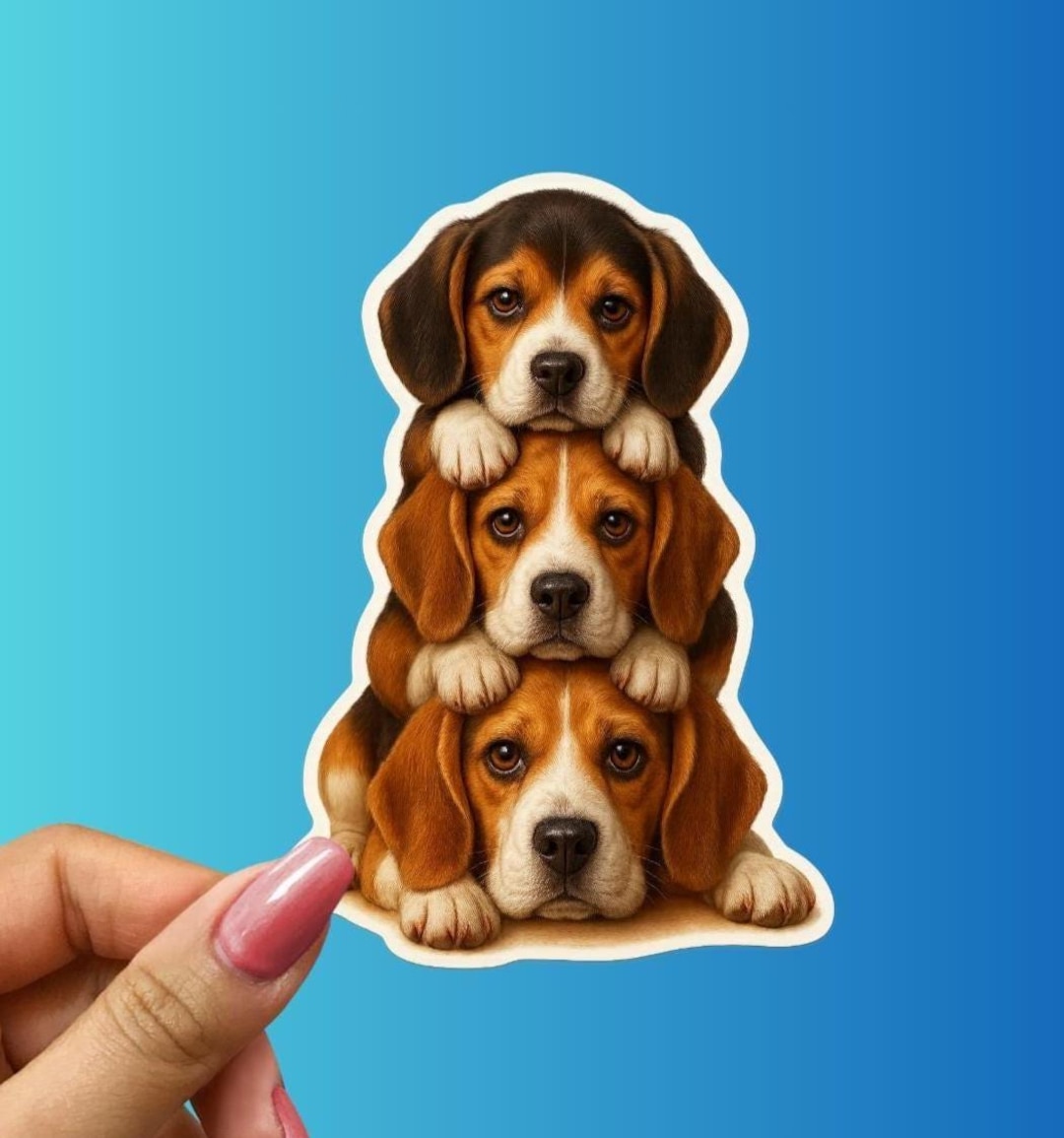 Beagle Puppy Stack Sticker – Cute Dog Vinyl Decal - Etsy