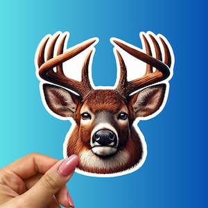 Majestic Buck Deer Sticker - Realistic Wildlife Vinyl Decal - Perfect for Nature Lovers, Laptops, Water Bottles, and Outdoor Enthusiasts