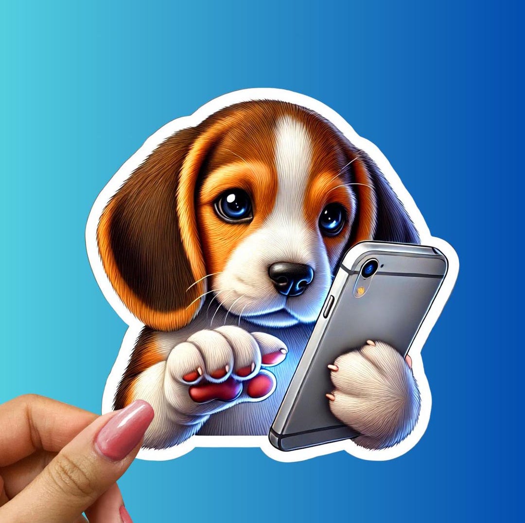 Beagle Puppy on Phone Sticker, Water-resistant Vinyl Decal - Etsy
