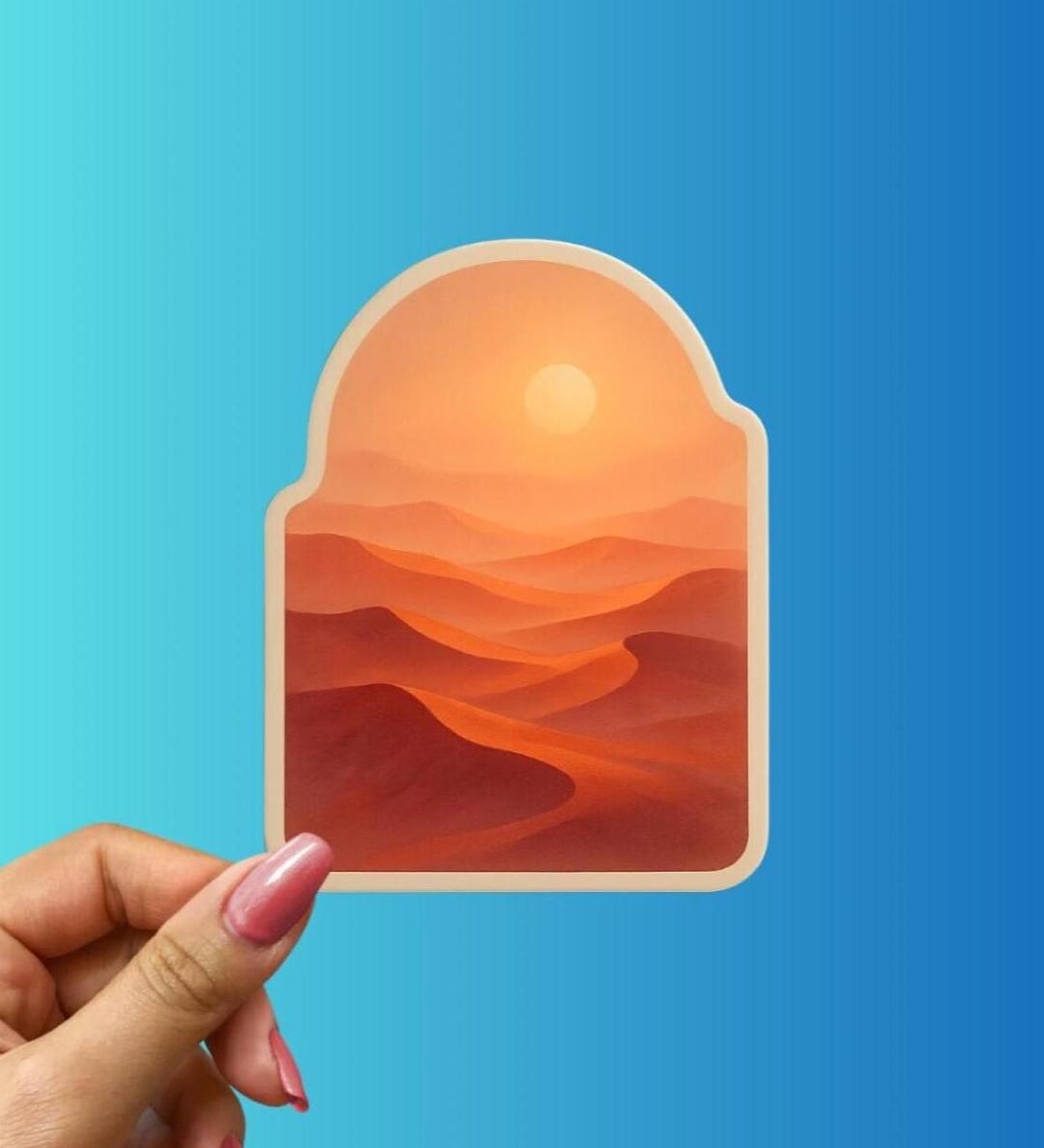 Sticker Hrizon Golden Desert Horizon Sticker – Minimal Abstract Sunset Landscape Art ...