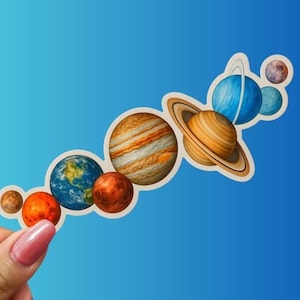 Solar System Sticker – Realistic Planets Vinyl Decal Set for Laptop, Water Bottle, Notebook – Outer Space Decor for Kids & Science Fans