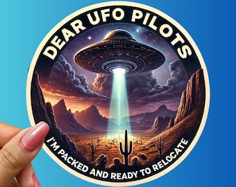 Alien Abduction Sticker: Funny UFO Vinyl Decal for Laptop