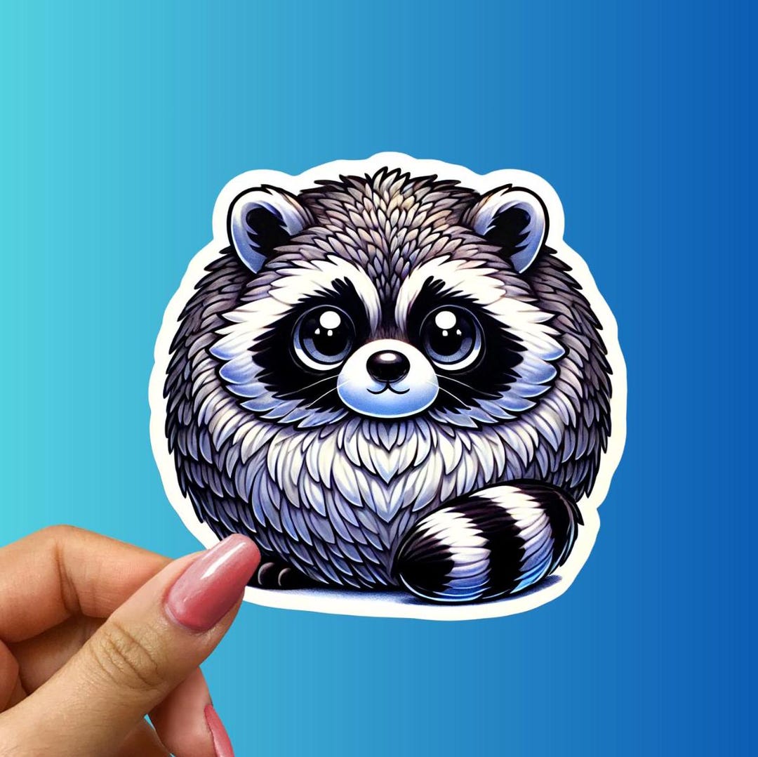 Chubby Raccoon Sticker – Glossy Vinyl Decal - Etsy