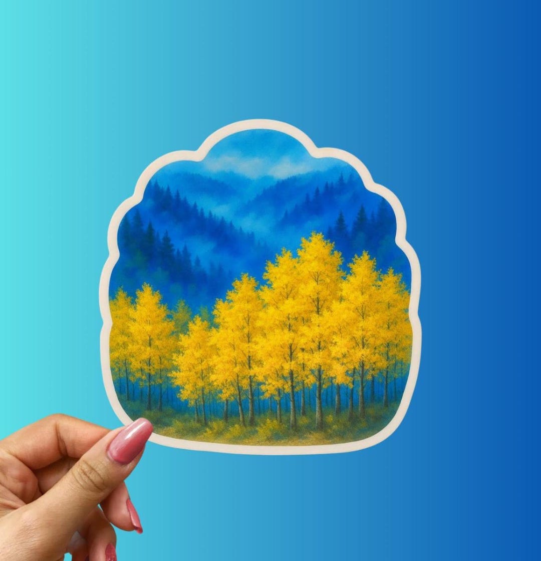 Golden Aspen Dreamscape Sticker – Autumn Forest Calm in Decal Form - Etsy