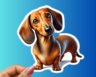 Adorable Dachshund Tilting Head Sticker - Water-Resistant Wiener Dog Decal