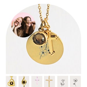 Personalized Name Necklace, Customized Initial Necklace, Letter Necklace (On Disc) And Photo Projection Necklace And Faith Cross Necklace